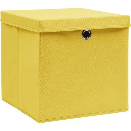 Kutije za pohranu s poklopcima 10 kom 28 x 28 x 28 cm žute slika 25