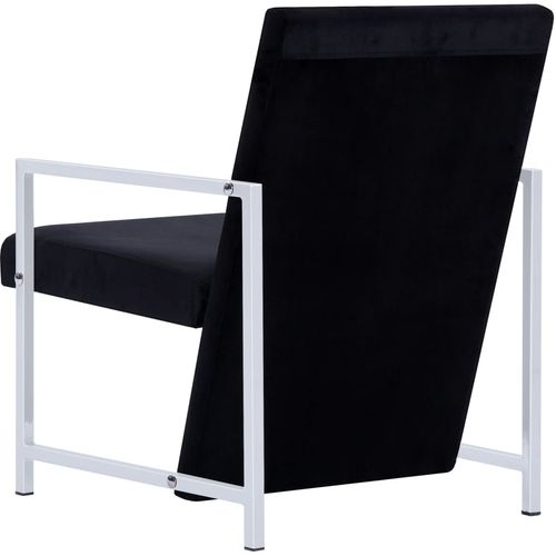 Fotelja s kromiranim nogama crna baršunasta slika 27