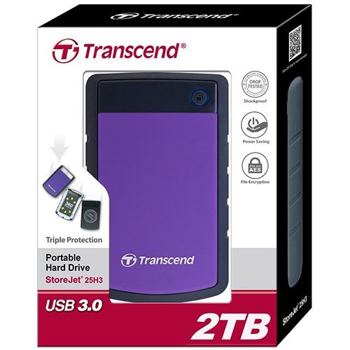 Transcend TS2TSJ25H3P External HDD 2TB, H3P, USB3.0, 2.5", Anti-shock system, Backup software, 284 gr, Black/Purple slika 3