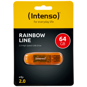 (Intenso) USB Flash drive 64GB Hi-Speed USB 2.0, Rainbow Line, ORANGE - USB2.0-64GB/Rainbow