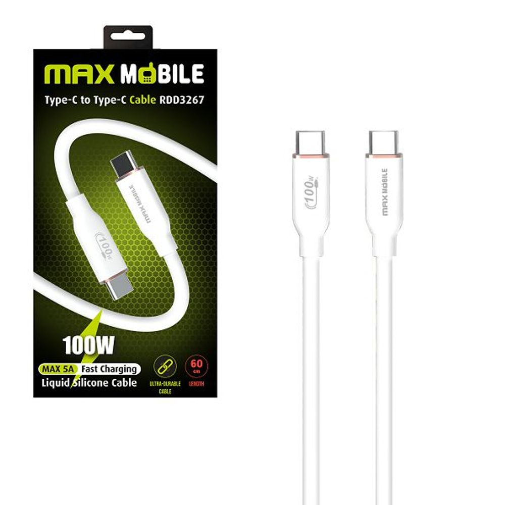 MAXMOBILE DATA KABEL TYPE C-TYPE C Silicone RDD3267 WHITE QC 100W, 5A 0.60m slika 1