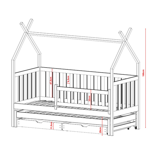 Drveni dječji krevet Tytus s dodatnim krevetom i ladicom - grafit - 190/200*90 cm slika 3