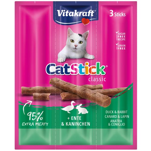 Vitakraft Cat Stick Classic, poslastica s pačetinom i kunićevinom, 3 kom/18g slika 1