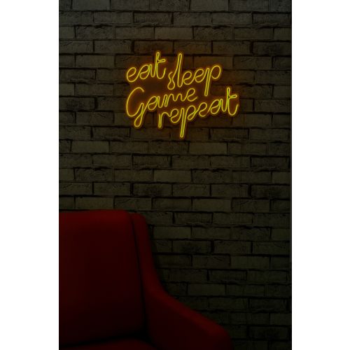 Wallity Ukrasna plastična LED rasvjeta, eat sleep game repeat - Yellow slika 12