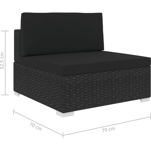 Modularna srednja fotelja s jastucima 1 kom od poliratana crna slika 14