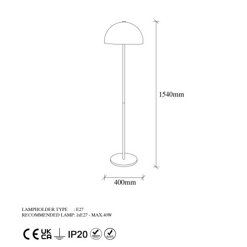 Stojeća lampa Mixed - 11515 Zlatna slika 6