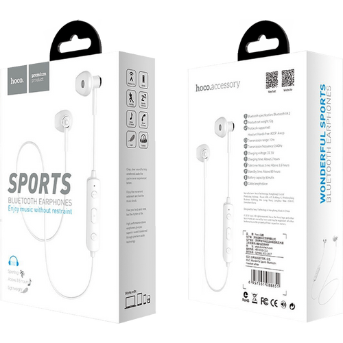 hoco. Slušalice bežična, sport, Bluetooth, 80 mAh, 3.5 h, bijela - ES21 Wonderful sports White slika 2