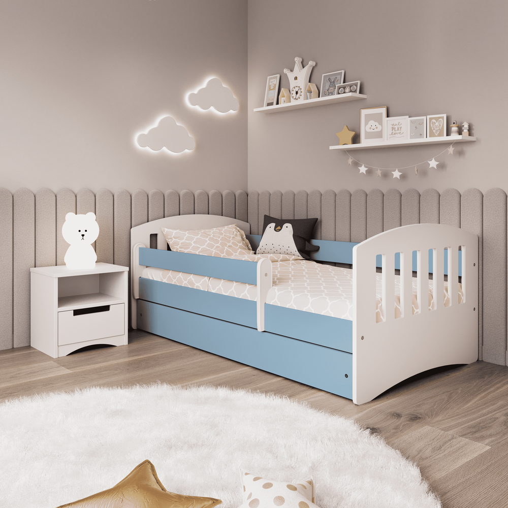 Drveni dječji krevet Classic sa ladicom - 180x80cm - Plavi slika 1