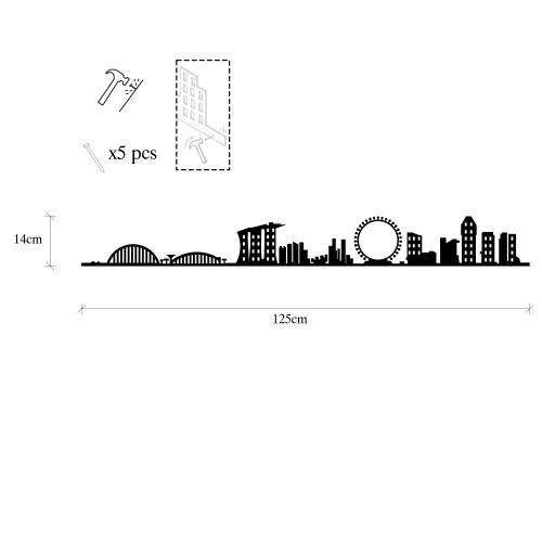 Wallity Metalna zidna dekoracija, Singapore Skyline slika 6