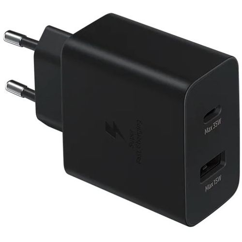 Ultra Brzi kućni punjač 35W DUO TipC + USB A, crni slika 1