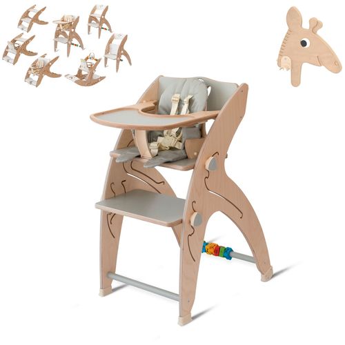 QuarttoLino 7u1 dječja stolica za bebe i djecu siva sa glavom žirafe slika 1