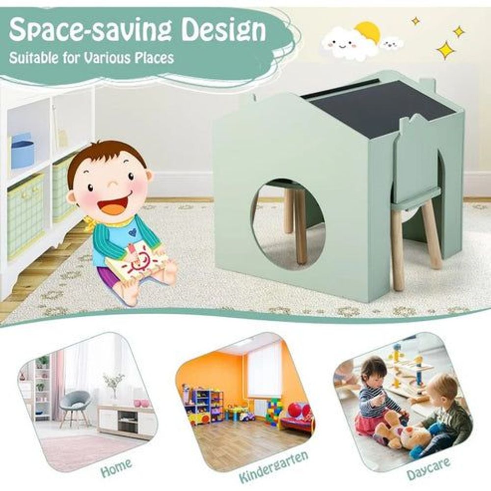 Kinder Home Drveni dječiji sto sa dvije stolice Kućica slika 12