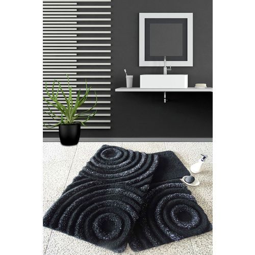 Colourful Cotton Kupoanski tepih set 3 komada-WAVE crni, Wave - Black slika 1