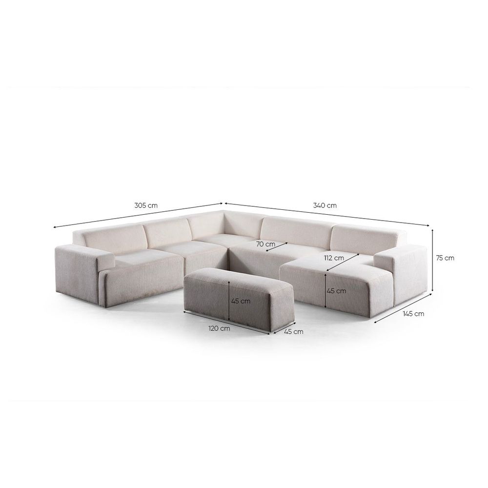 Ugaona Sofa Melva (L1,5 + O1 + C + O2 + Chl Desno + Stolić) - boja: bijela slika 10