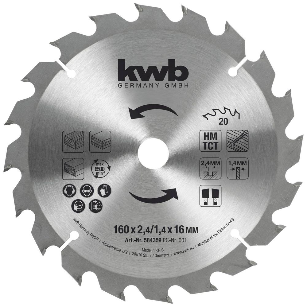 KWB list za cirkular 160x16 mm, drvo slika 1