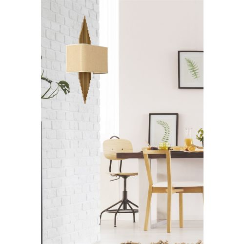 Hande Eskitme Dikdörtgen Açık Hasır Abajurlu Aplik Gold Wall Lamp slika 1