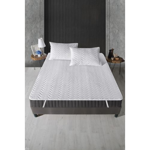 Quilted Alez (160 x 200) White Double Bed Protector slika 1