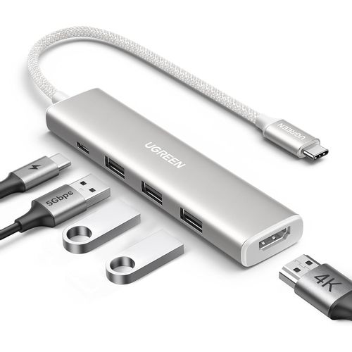 Ugreen Revodok USB-C Hub 5-u-1, 100W PD, bijeli slika 1