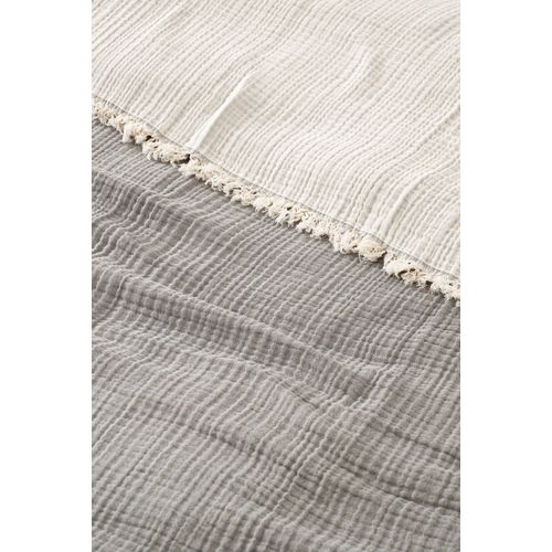 Muslin Yarn Dyed - Grey Grey Double Bedspread slika 2