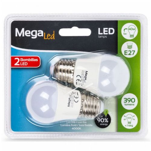 Sferična LED Žarulja MegaLed 220454 E27 4000K 5W Bijelo svjetlo (2 pcs) slika 1