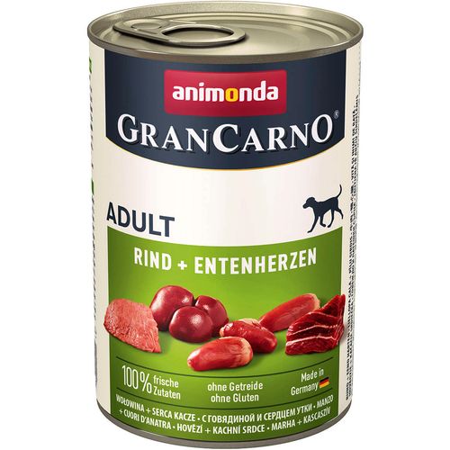 animonda GranCarno Adult govedina i  pačja srca, mokra hrana za odrasle pse 400g slika 1