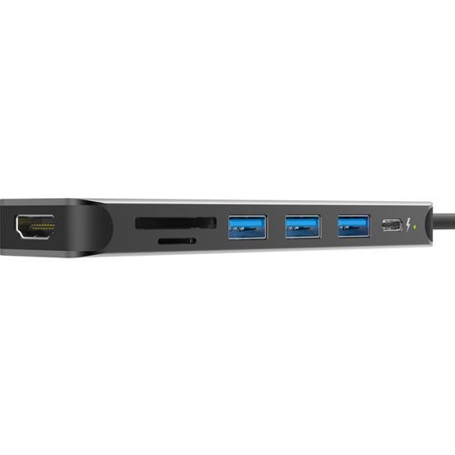 Silicon Power SPU3C07DOCSU200G USB-C 7-in-1 Hub SU20, SD Card-reader, MicroSD Card Reader, 1x HDMI 4K, 3x USB3.2 Gen.1 (up to 5Gbps), 1x USB-C (PD2.0 charging up to 60W), Cable 0.15m slika 2