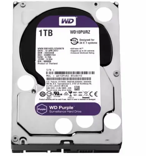 Hard disk 1TB SATA3 Western Digital Caviar 64MB WD10PURZ Purple slika 1