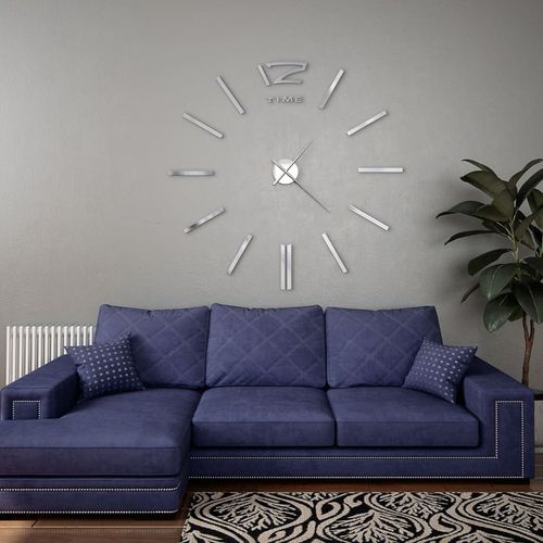 3D zidni sat moderni dizajn 100 cm XXL srebrni slika 18