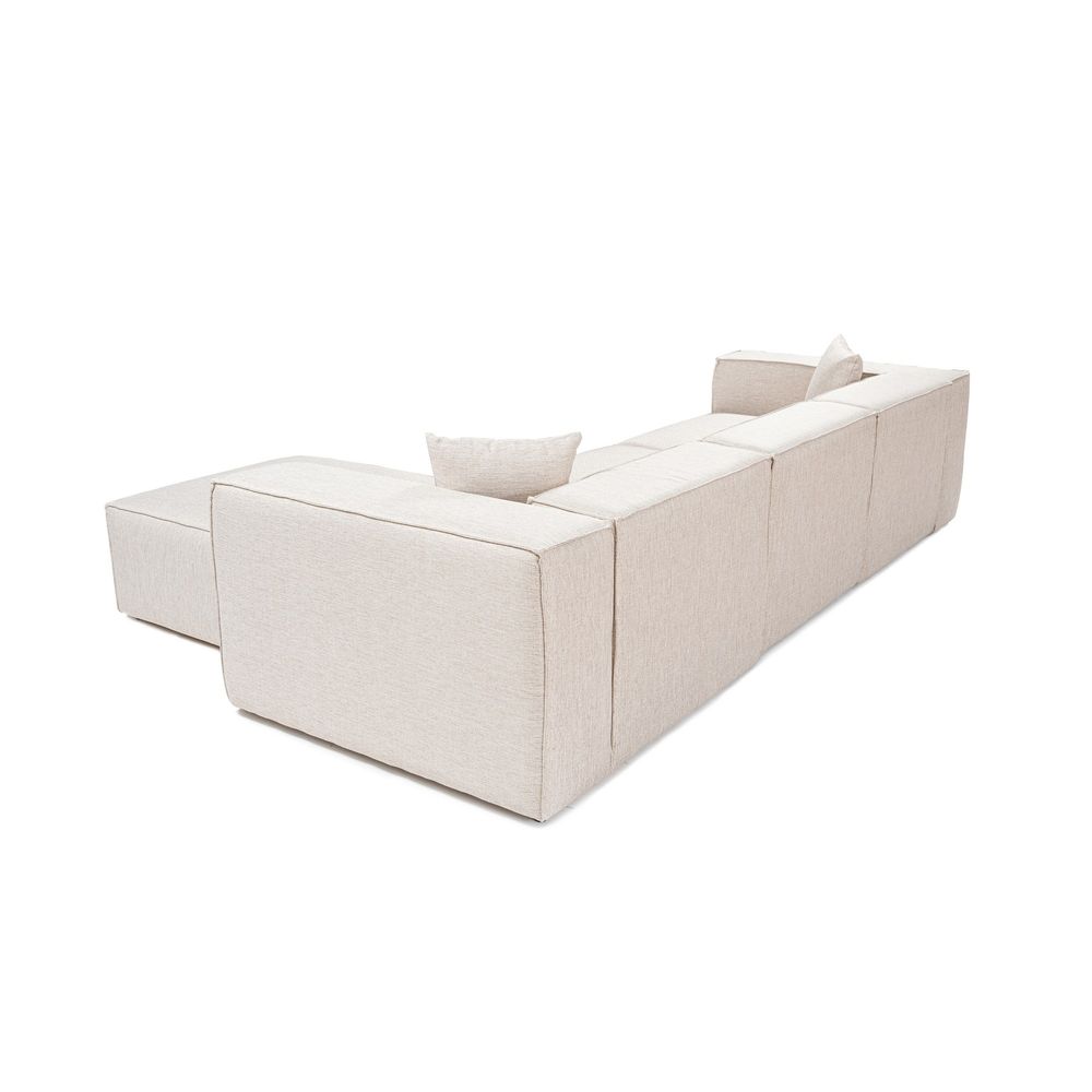 Lora (L1-O1-1R-POUFFE) - Svijetlosmeđa Ugaona Sofa slika 9