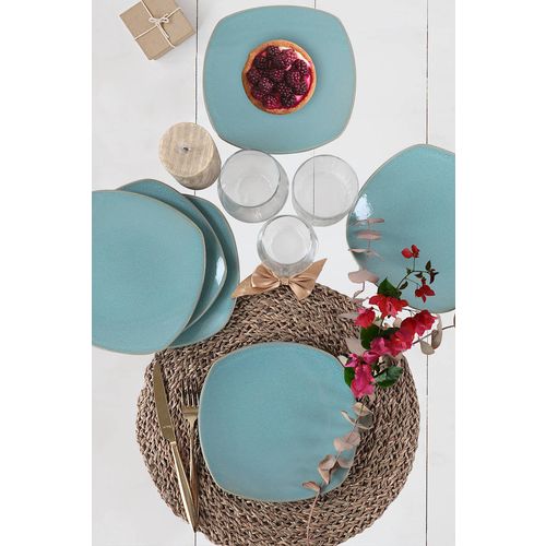 Hermia Concept Desertni tanjuri set (6 komada), Blue Granite Corner Cake Plate 22 Cm 6 Pieces slika 1