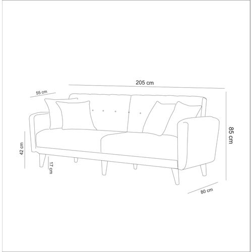Atelier Del Sofa Aria-Dark Grey Dark Grey 3-Seat Sofa-Bed slika 6