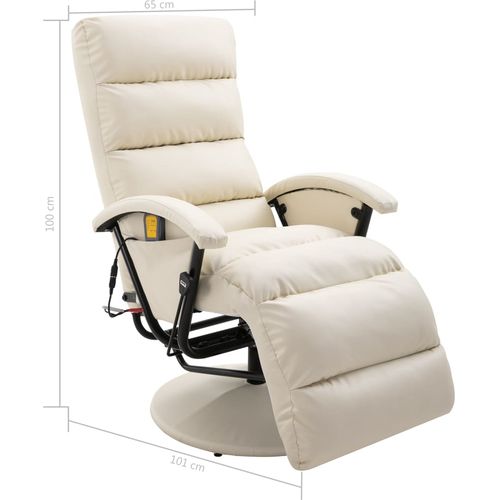 Masažna TV fotelja od umjetne kože krem-bijela slika 39