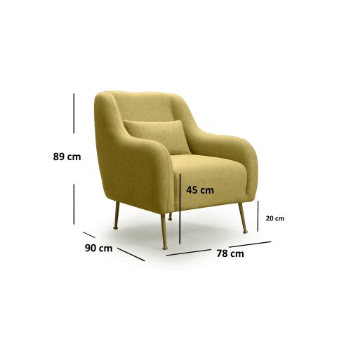 Sevilja Žuta Fotelja - Wing Chair slika 4