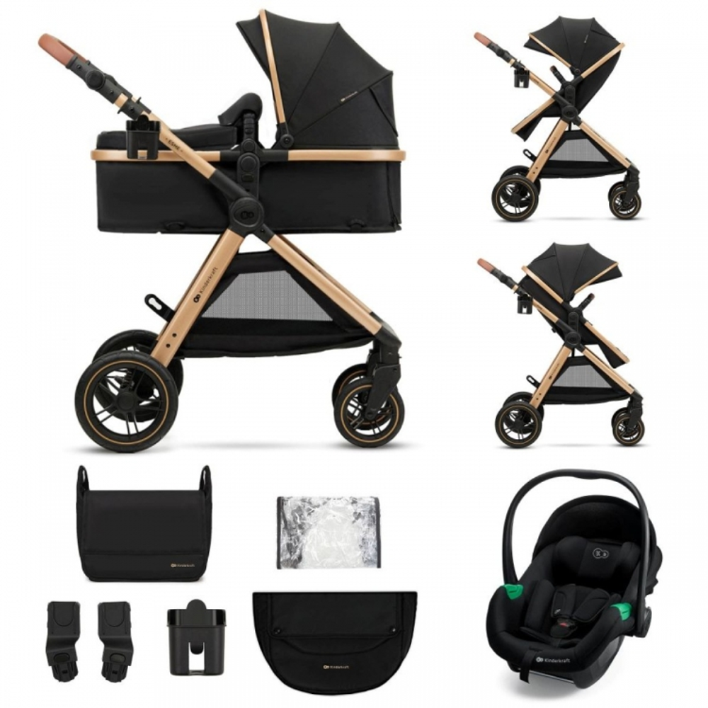 Kinderkraft Kolica za bebe Esme Set 3u1, Pure Black slika 1