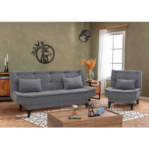 Atelier Del Sofa Santo-S-Dark Grey -94216 Tamnosiva garnitura kauča na razvlačenje slika 1