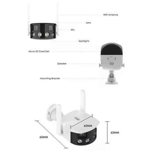 CAM-IP4MP-N4D2J GMB kamera 4 mpix microSD iCSee xmeye pro app Two-way voice, wide 180, ip66 32:9pano slika 4