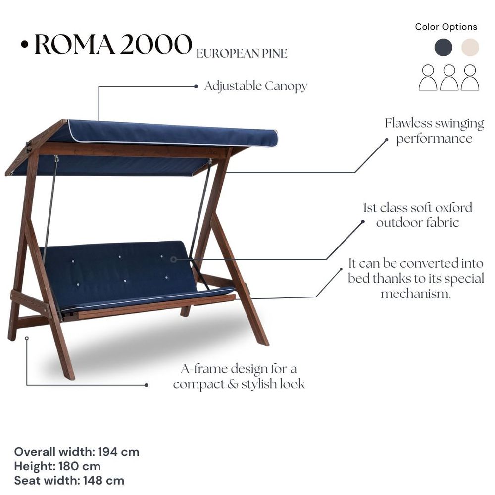 Roma 2002 - Plavi Vrtni Trostruki Ljuljački Stolac slika 9