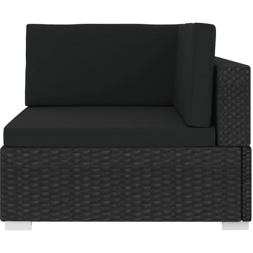 Modularna kutna fotelja s jastucima 1 kom od poliratana crna slika 30