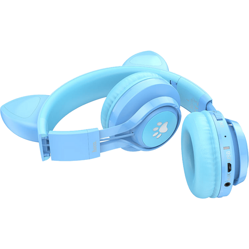 hoco. Slušalice bežične sa mikrofonom, Bluetooth, mačje uši, plava - W39 Cat ear, Blue slika 4