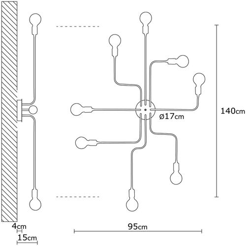 Opviq Vislica TRUVA 2 crna, metal, promjer 140cm, visina 15 cm, E27 40 W, Truva - N-698 slika 3