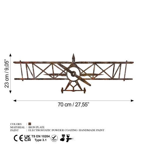 Wallity Metalna zidna dekoracija Rusty Airplane slika 8