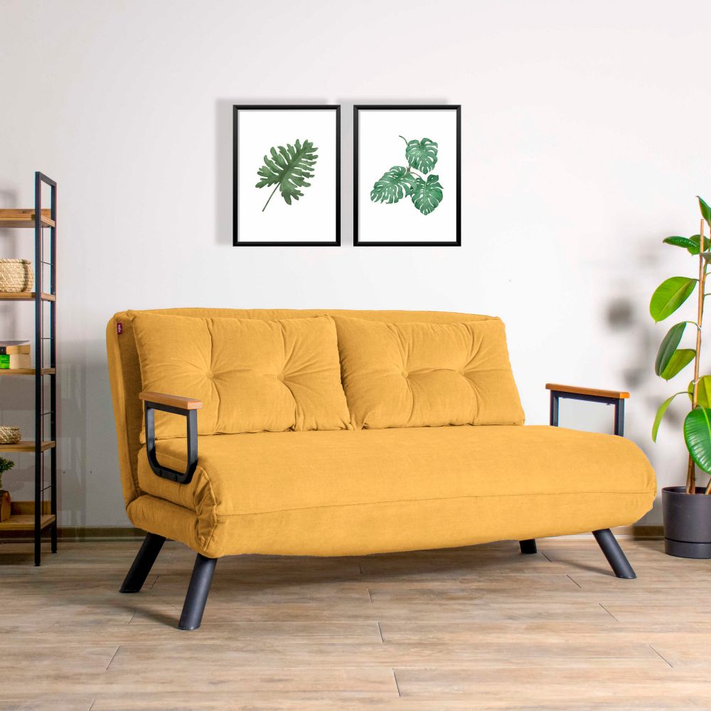 Dvosjed 'Sando 2-Seater' u Boji Senfa - Sofa koja se Pretvara u Krevet slika 1