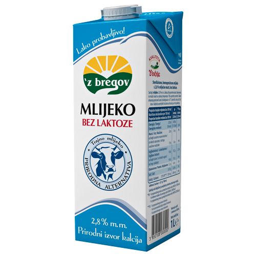 Z bregov trajno mlijeko bez laktoze 2,8%mm 1l slika 1