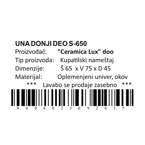 Ceramica lux   Una donji deo S-650 300259 slika 4