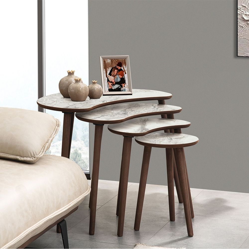 Nesting Table Moon - Set od 4 komada u bijeloj boji slika 3