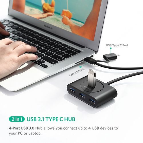 Ugreen USB 3.0 Hub s USB-C 3.1 OTG adapterom 1M - kutija slika 3