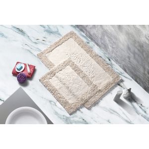 COTTONKT000043 Cream Bathmat Set (2 Pieces)