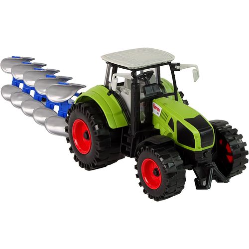 Zeleni traktor s plavim plugom slika 4