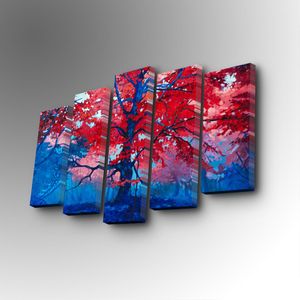 5PUC-098 Multicolor Decorative Canvas Painting (5 Pieces)