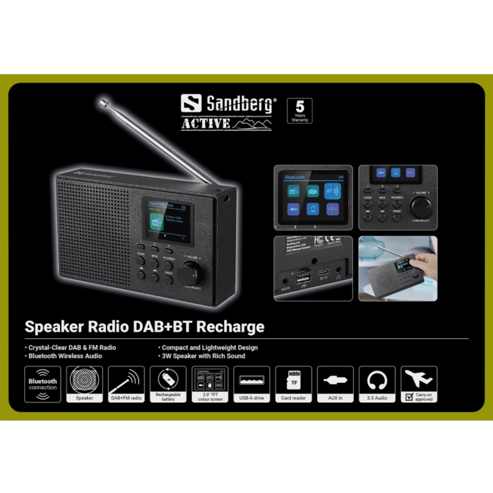 Sandberg Speaker Radio DAB+BT radijski sprejemnik za preživetje slika 8